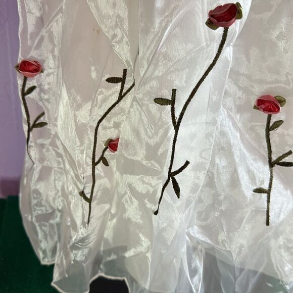 Cassie’s Creations Size 10 Red Velvet Empire Waist Dress Floral Holiday - Picture 4 of 6